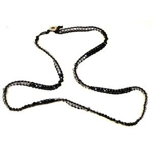 Black Silver Beaded Necklace Long Statement Jewelry Bold Round Religious Beads